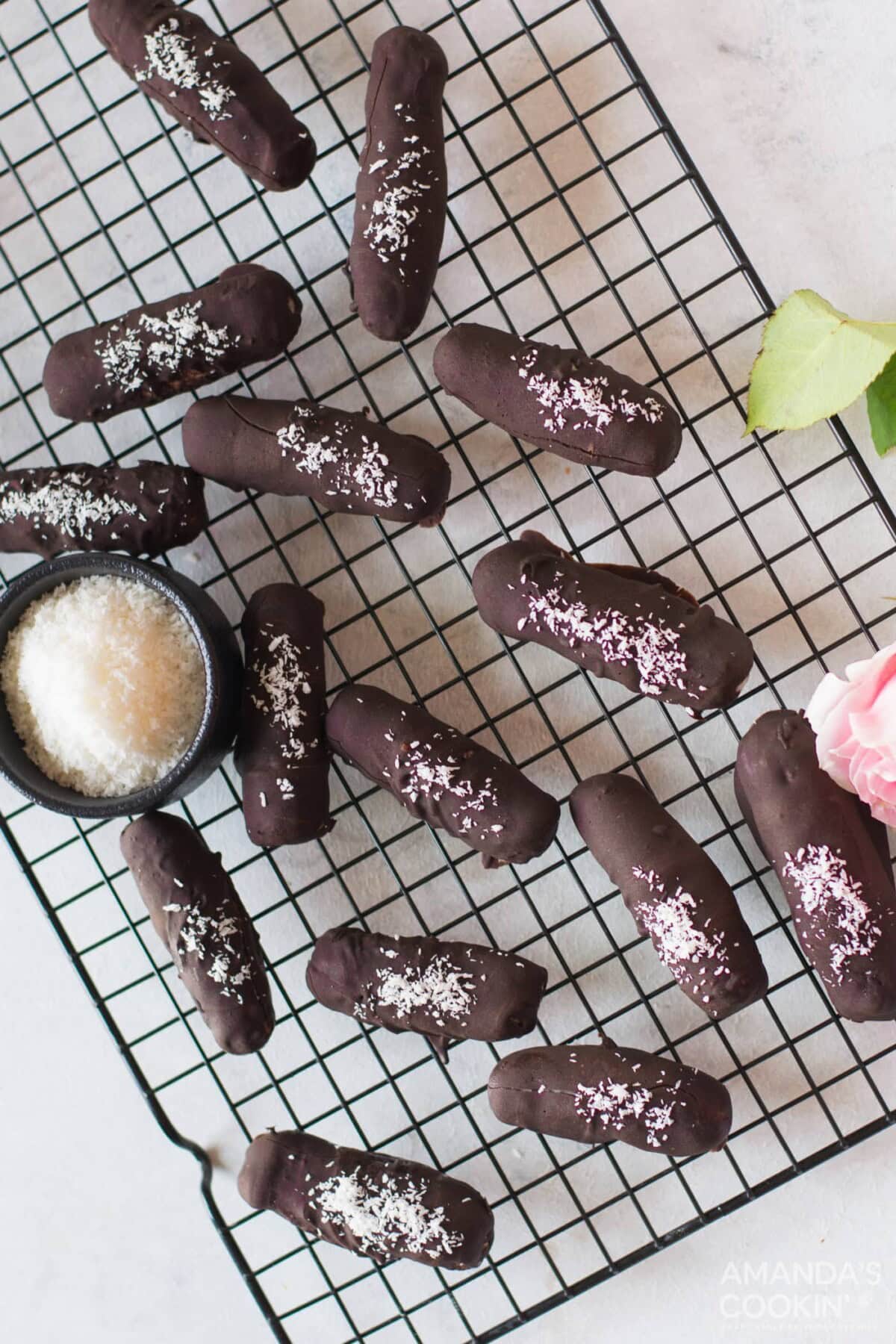 cooling rack of homemade bounty bars