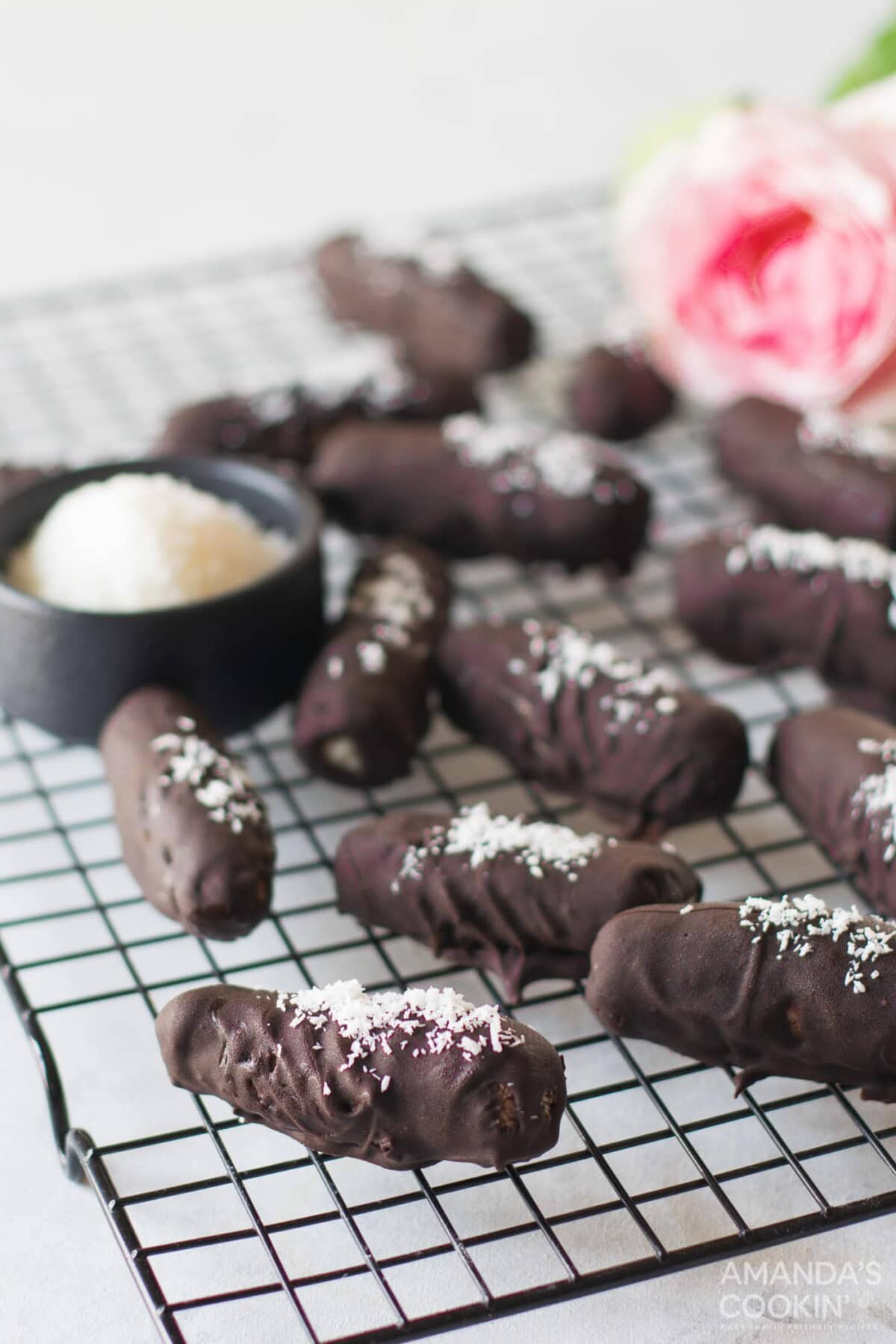 wire rack of homemade bounty bars