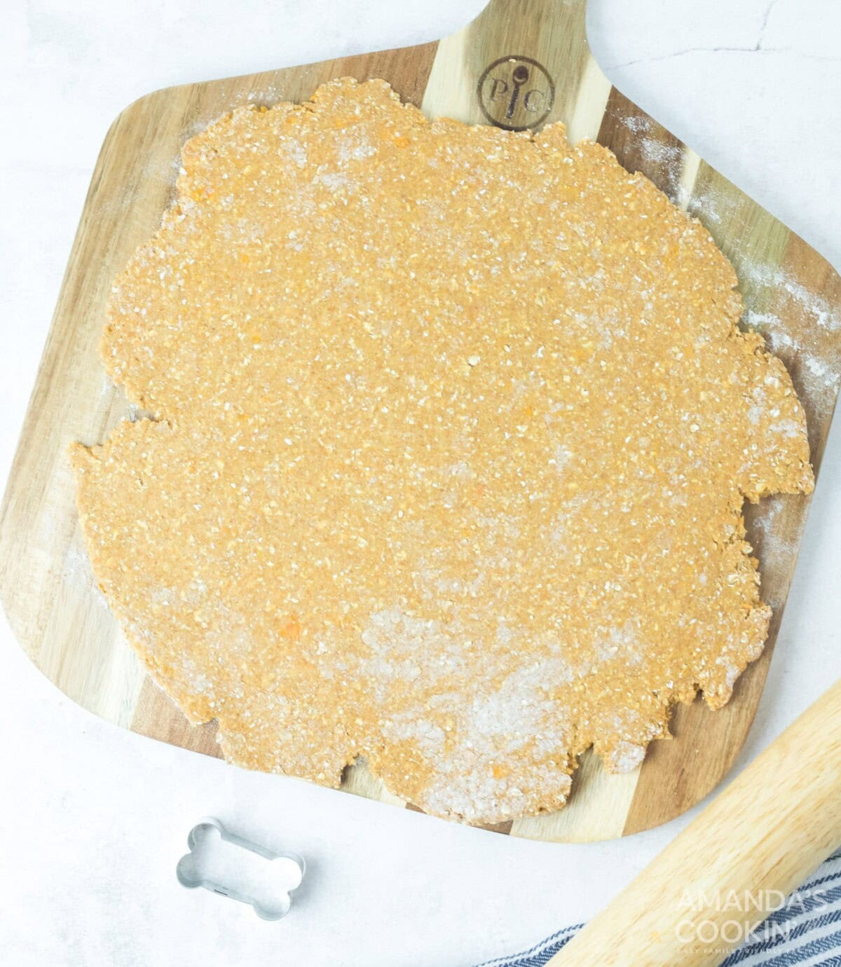 dog treat dough rolled out