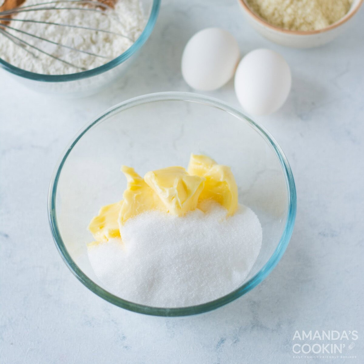 butter and sugar in a bowl