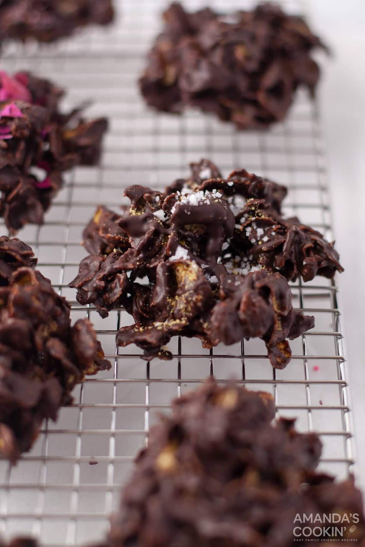 no bake cornflake cookies made with dark chocolate