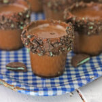 shot glasses on blue tray