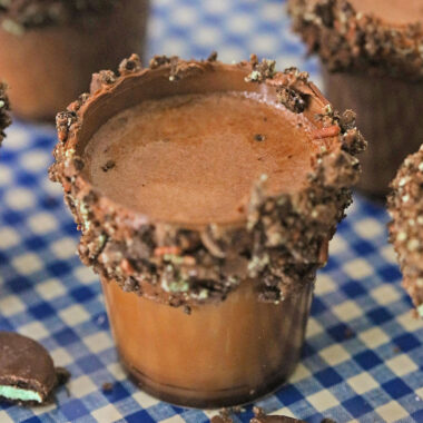 chocolate drink in shot glass