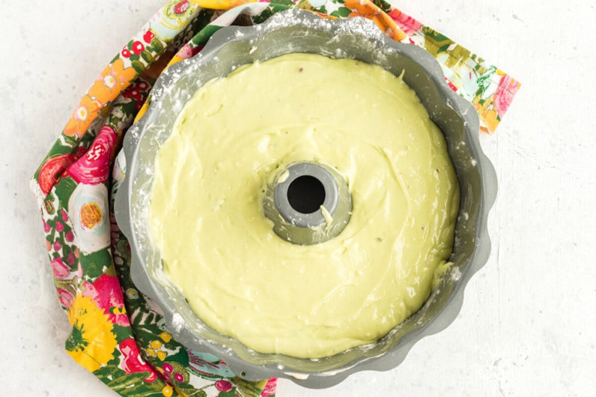 cake batter in pan