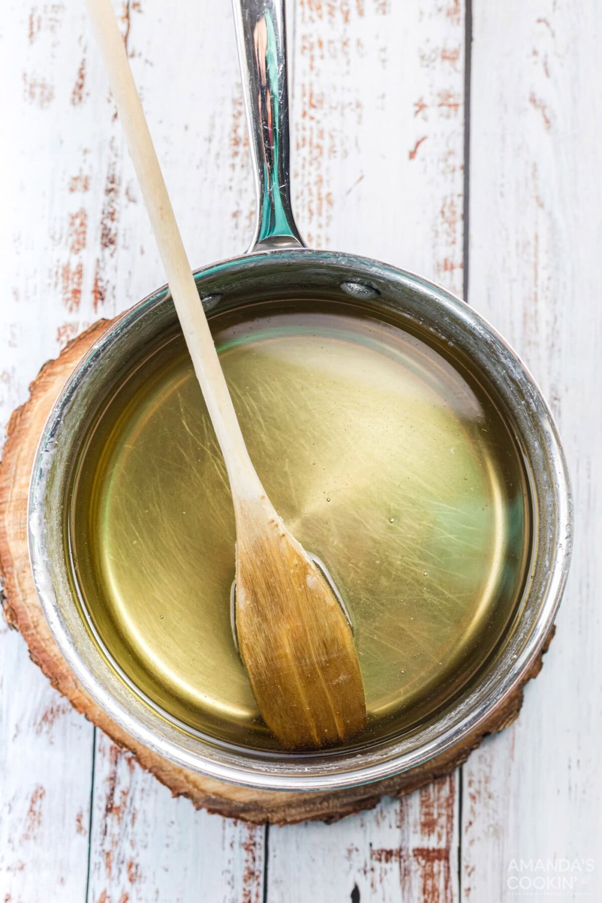 sugar and water in saucepan
