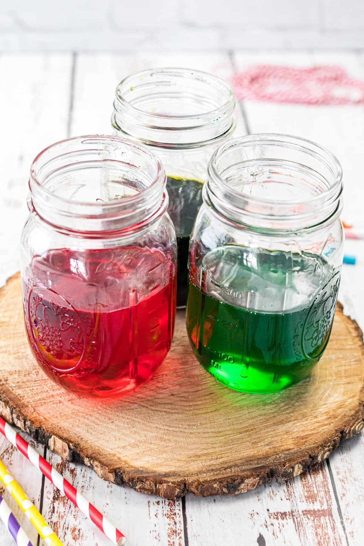 jars with colored sugar mixture