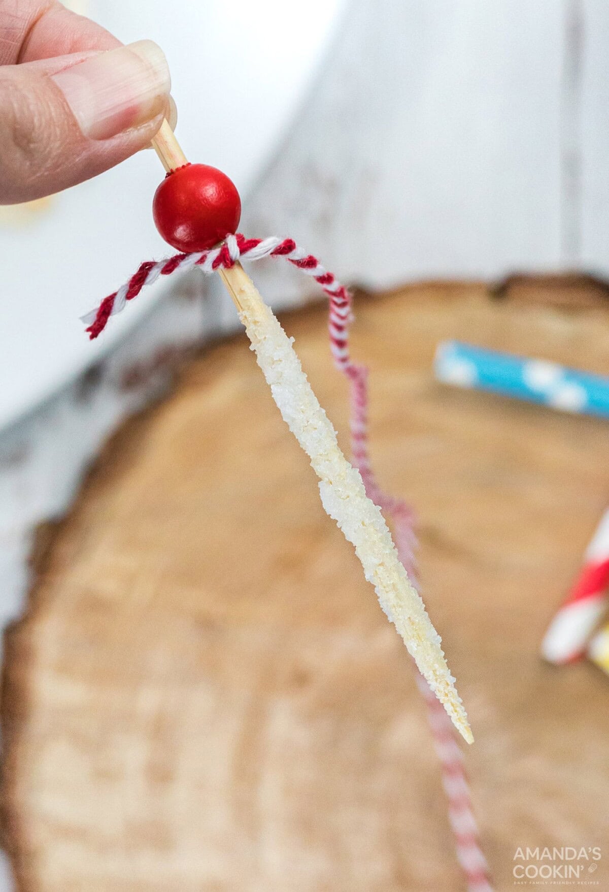 holding skewer wit hsugar