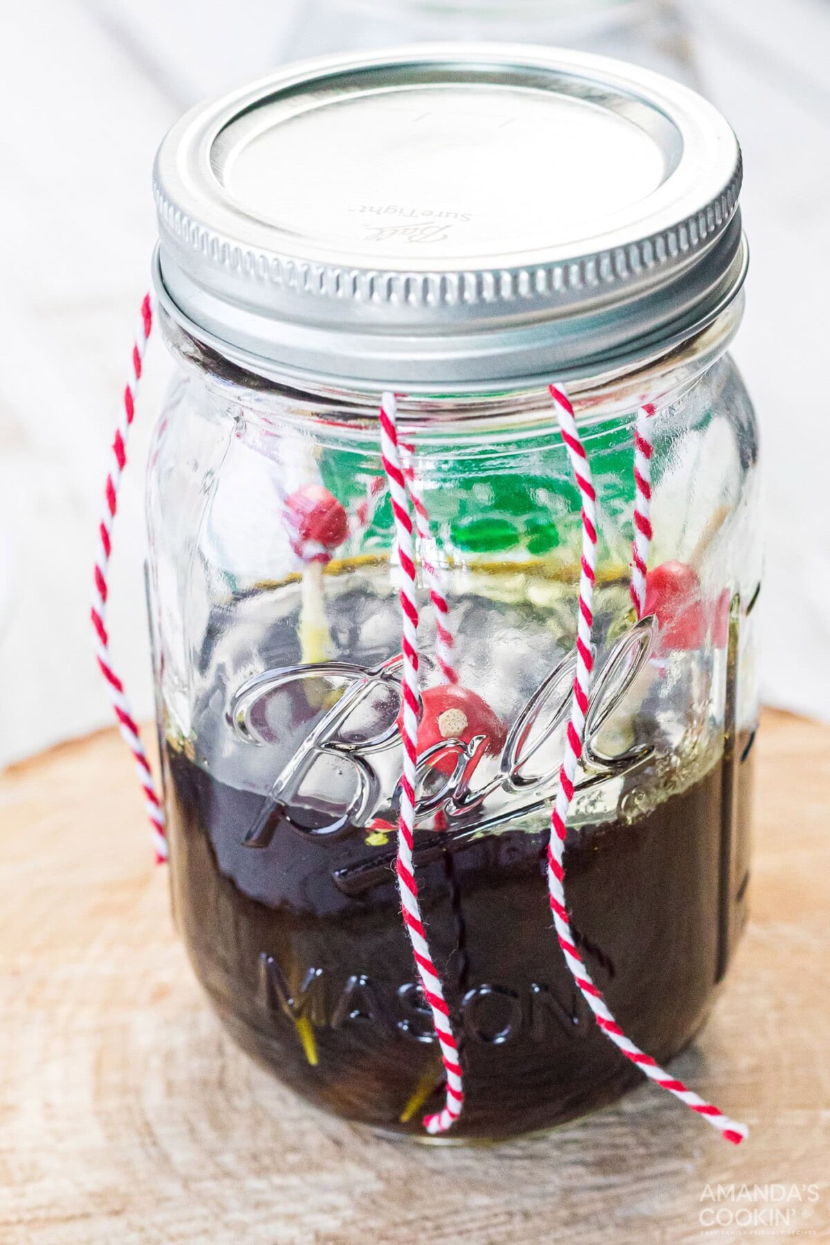 closed jar with rock candy inside