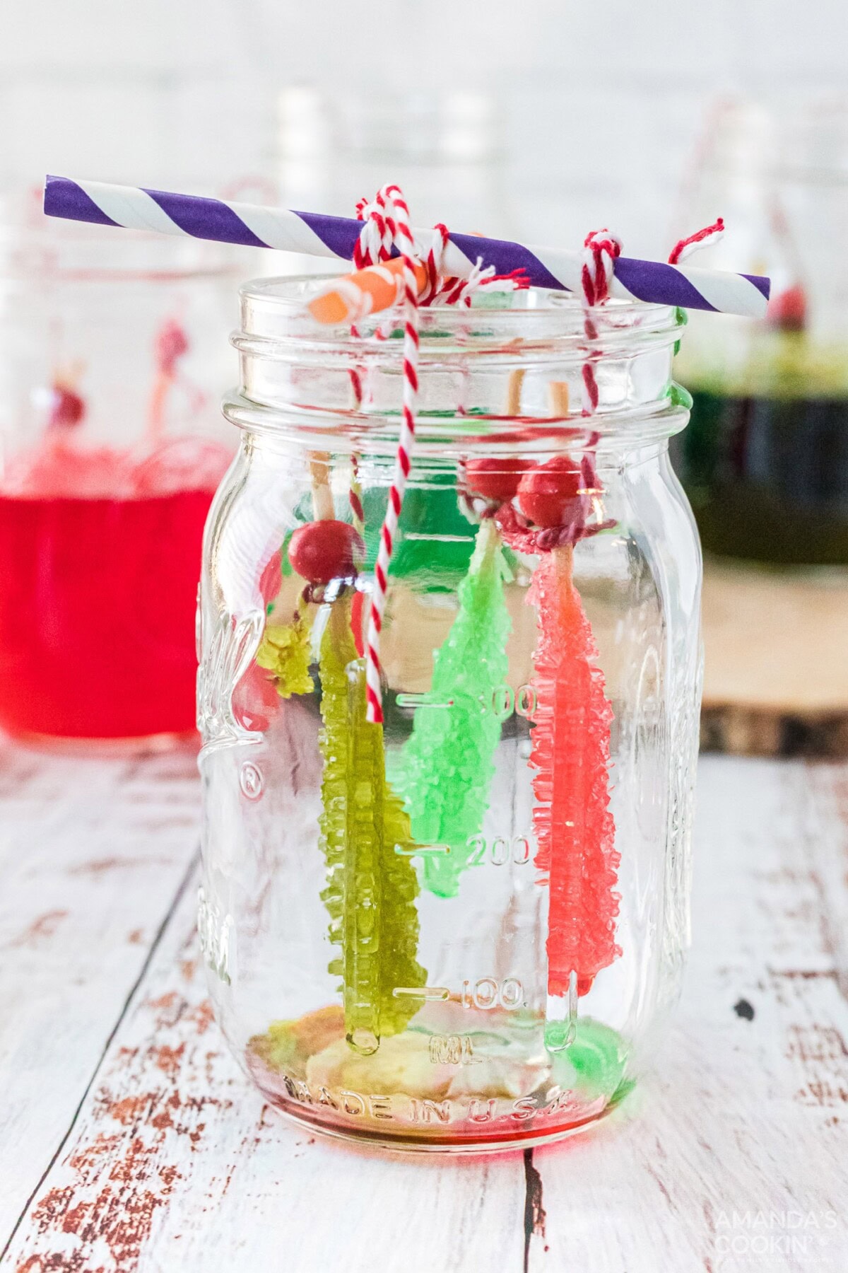 rock candy hanging to dry