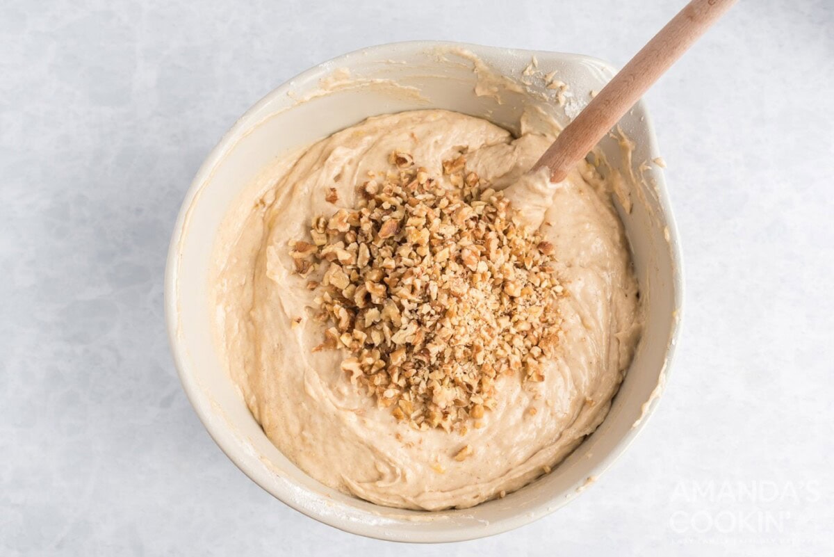 nuts added to banana bread batter