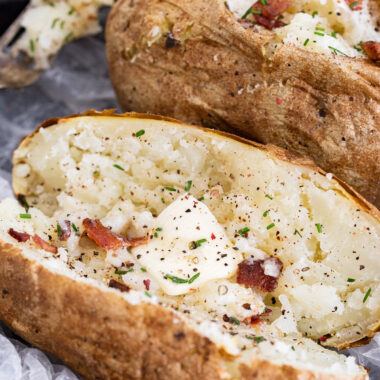 close up baked potato