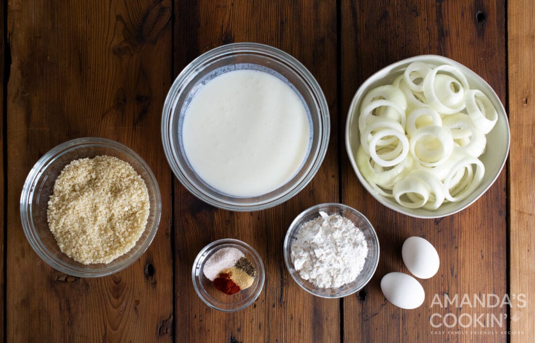 ingredients for Air Fryer Onion Rings
