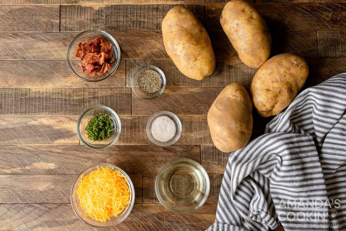 ingredients for making Air Fryer Twice Baked Potatoes