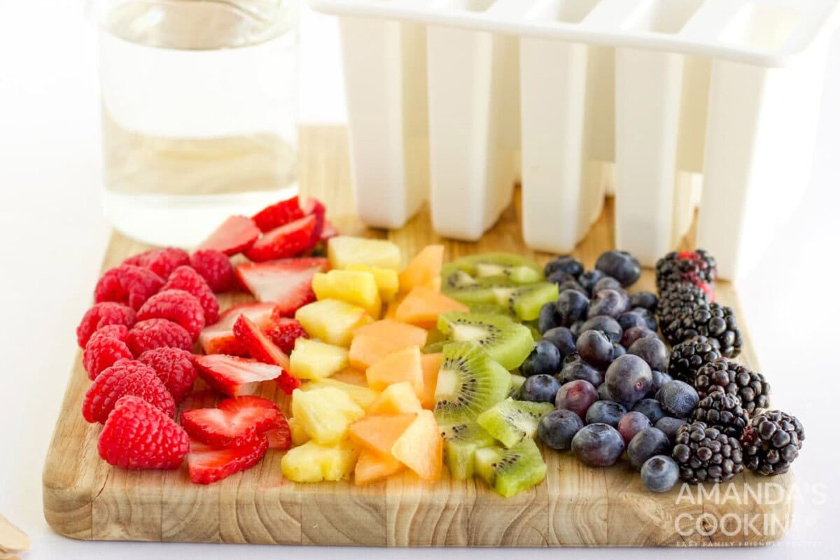 chopped fruit on a cutting board