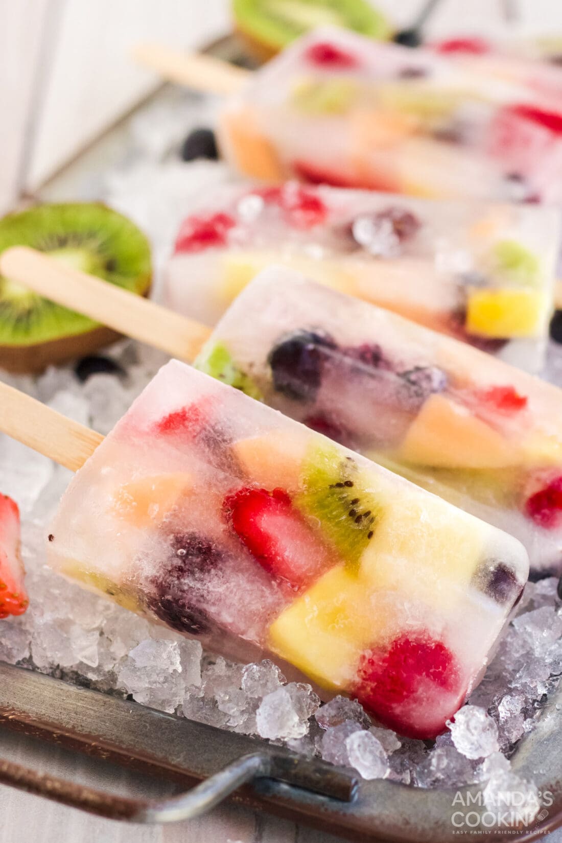 Fruit Popsicles ON A TRAY OF ICE