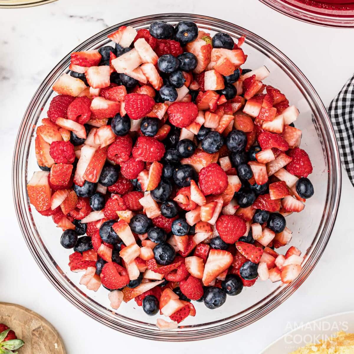 chopped fruit in a bowl
