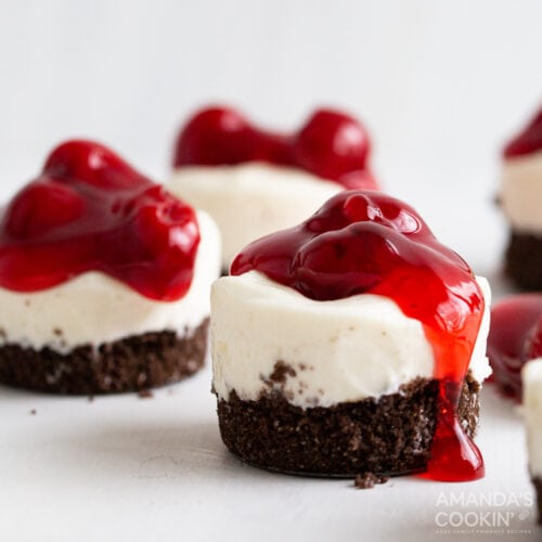 3 mini cherry cheesecakes