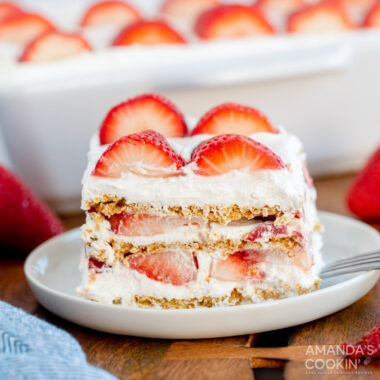 slice of strawberry icebox cake