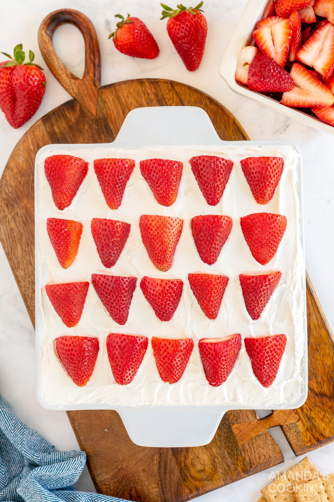 pan of strawberry icebox cake