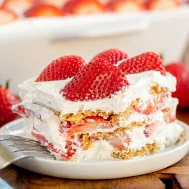 slice of strawberry icebox cake