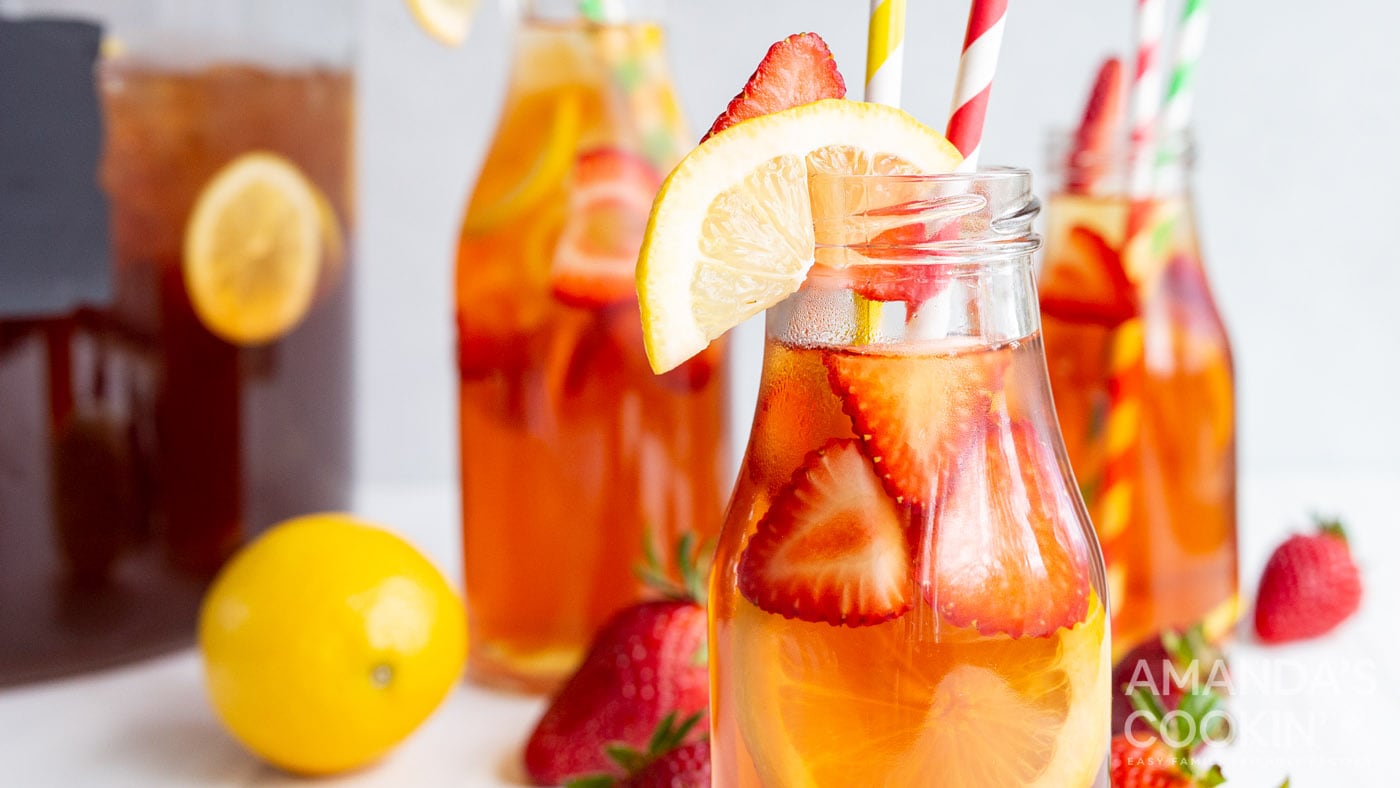 Strawberry Sweet Iced Tea - Perchance to Cook