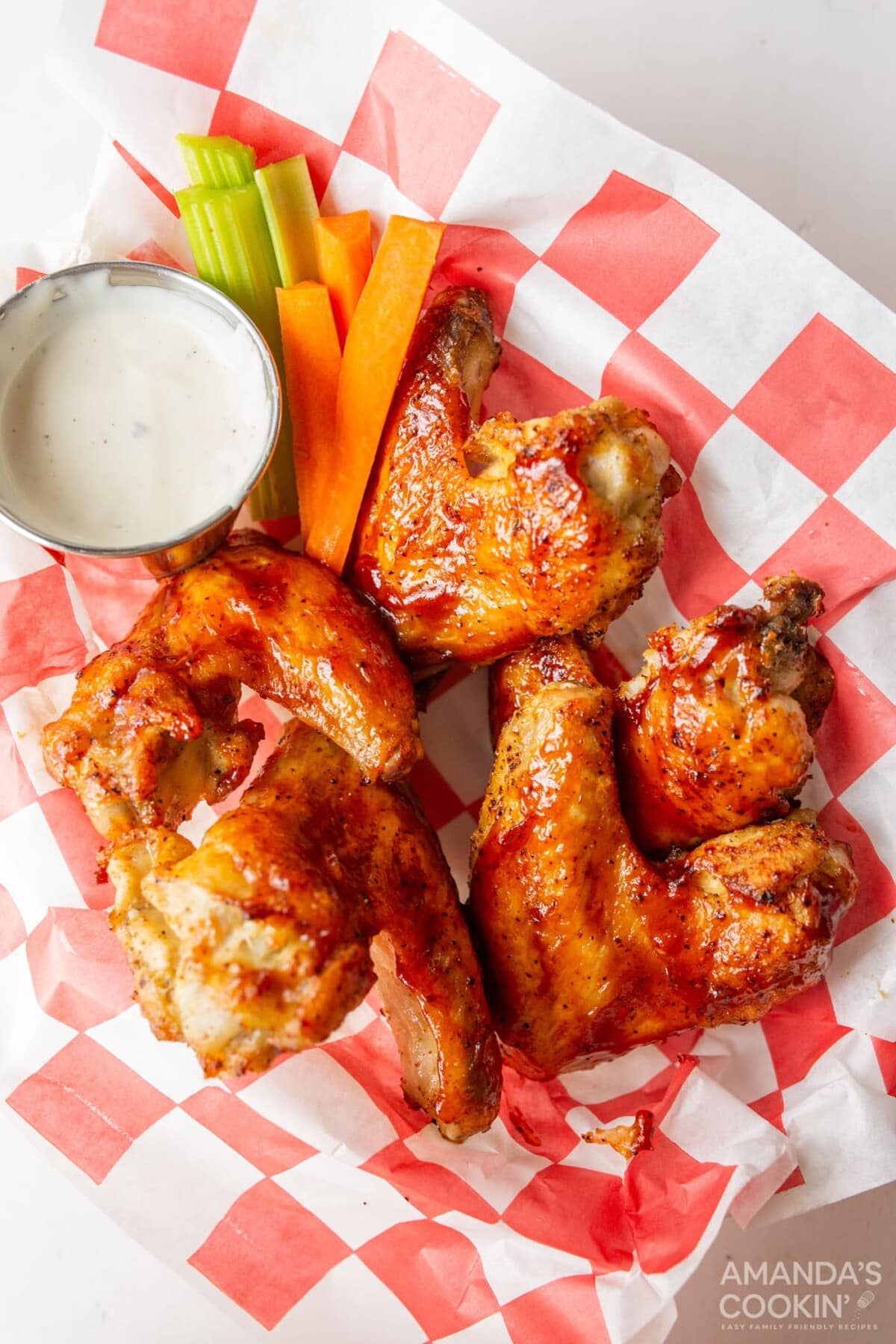 Air Fryer Chicken Wings with barbecue sauce