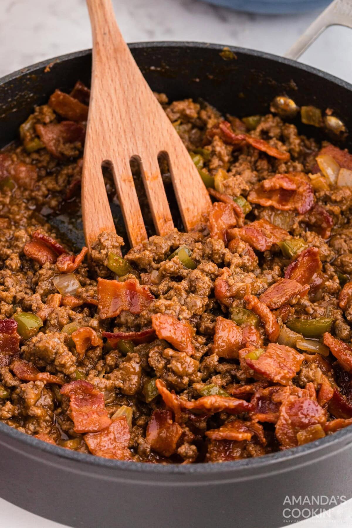 Bacon Sloppy Joes in a skillet