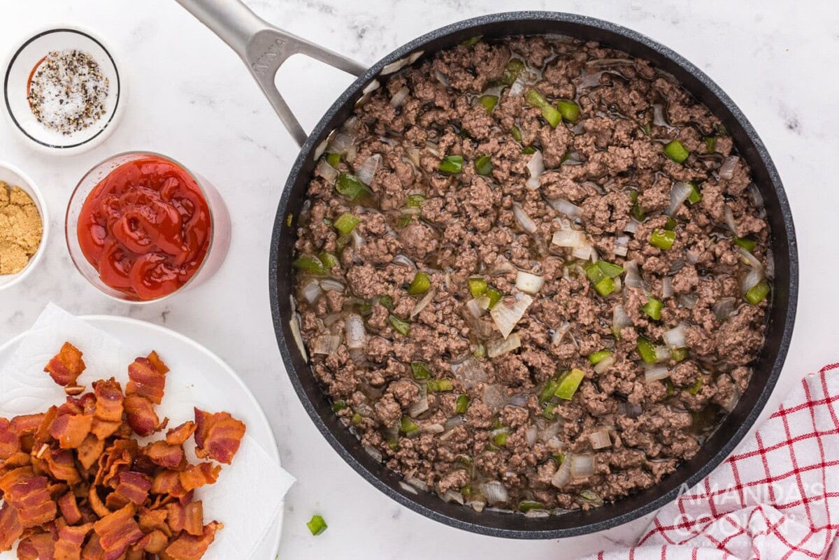ground beef in skillet