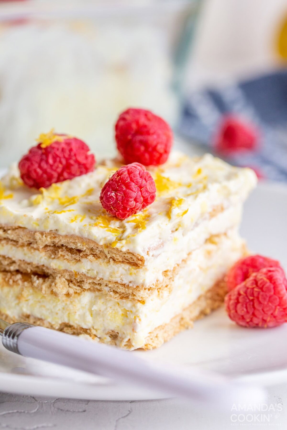 slice of lemon icebox cake