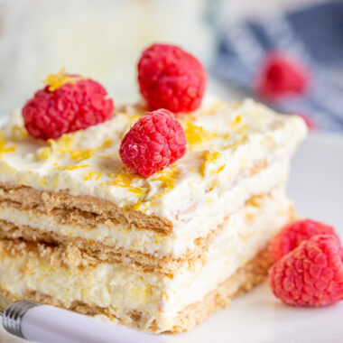 slice of lemon icebox cake