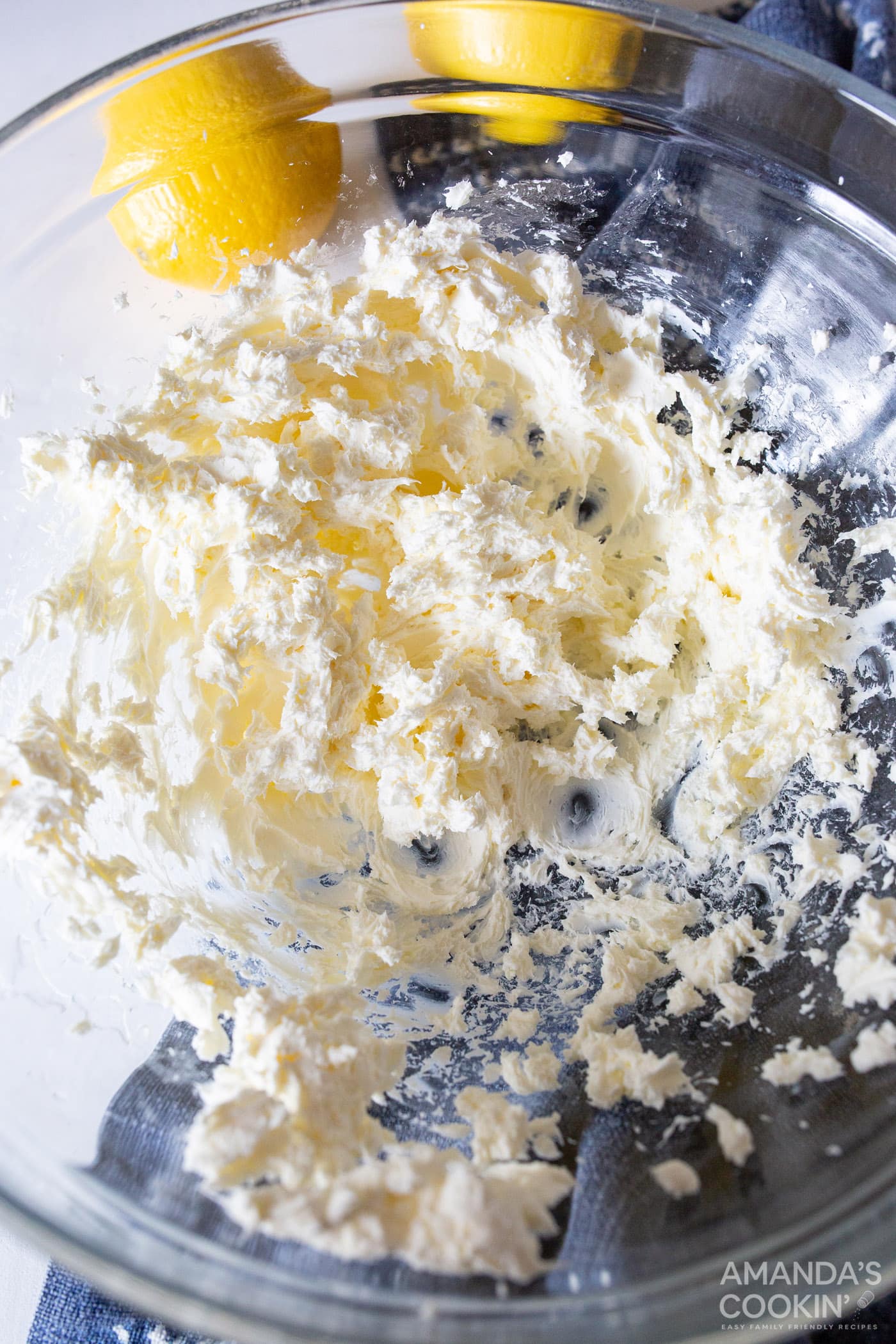 cream cheese beaten in a mixing bowl