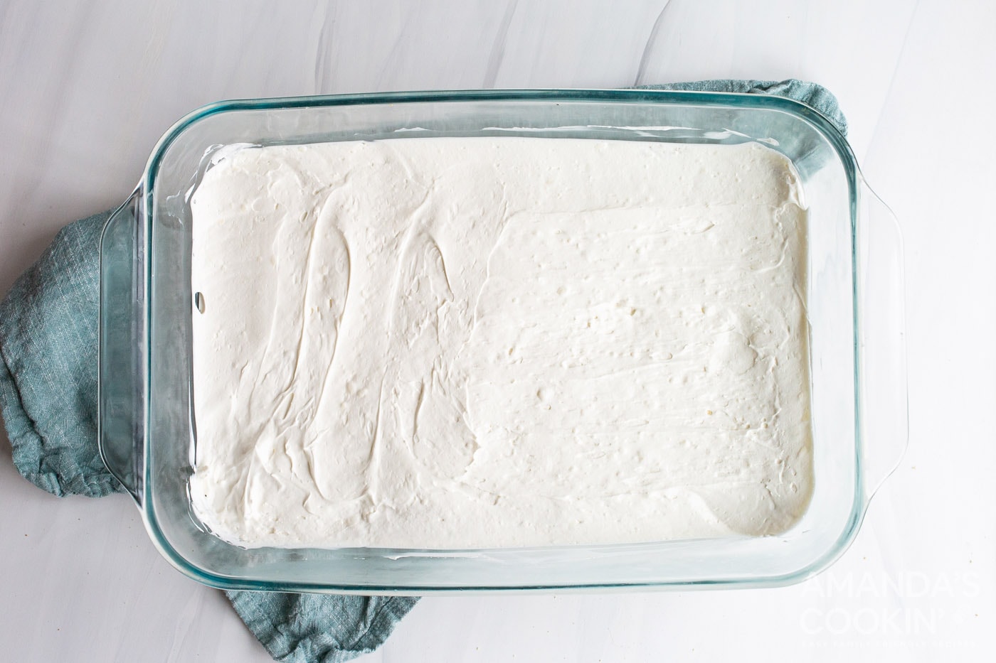 cool whip layer in baking dish