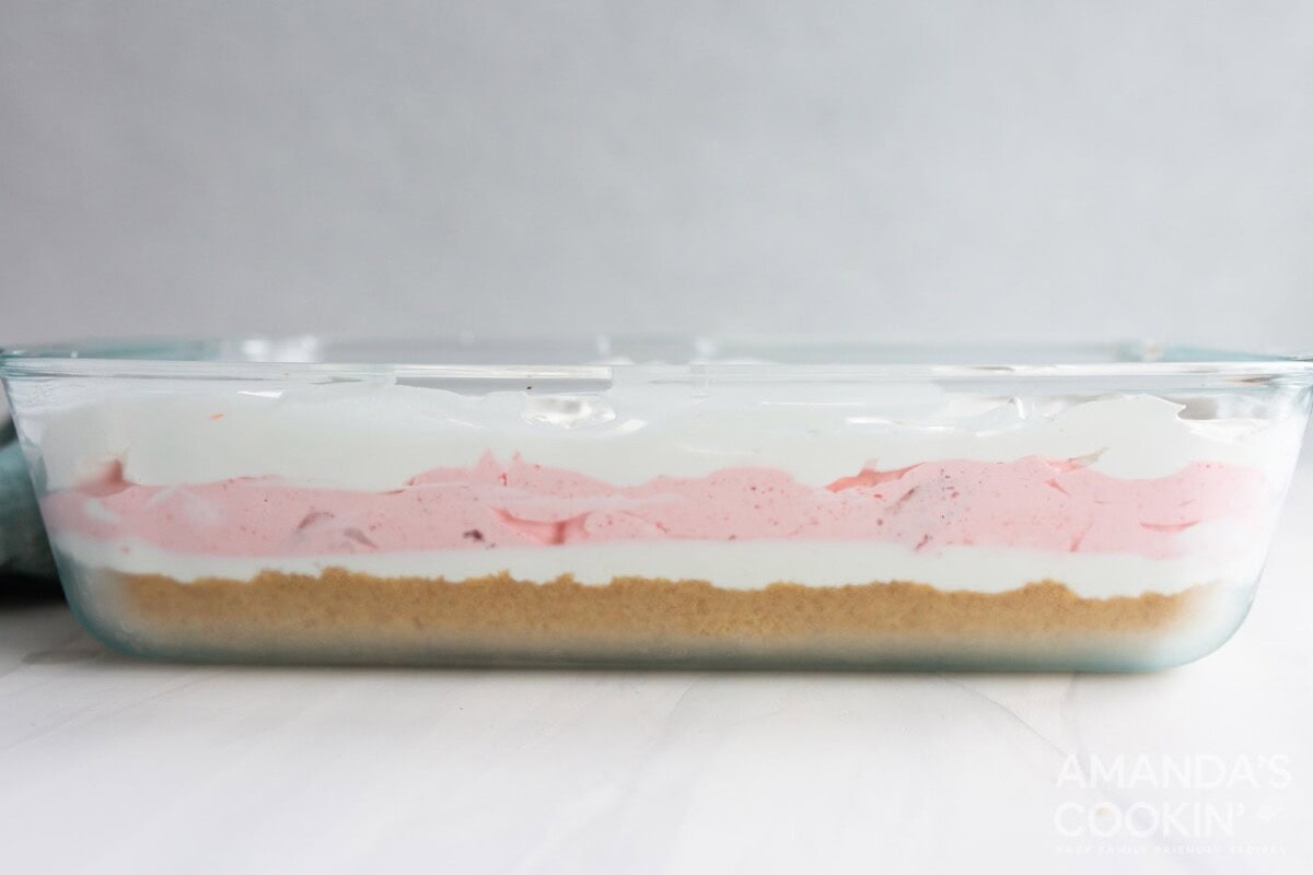 layered strawberry lasagna dessert
