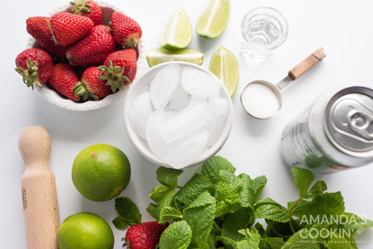 ingredients for Strawberry Mojito