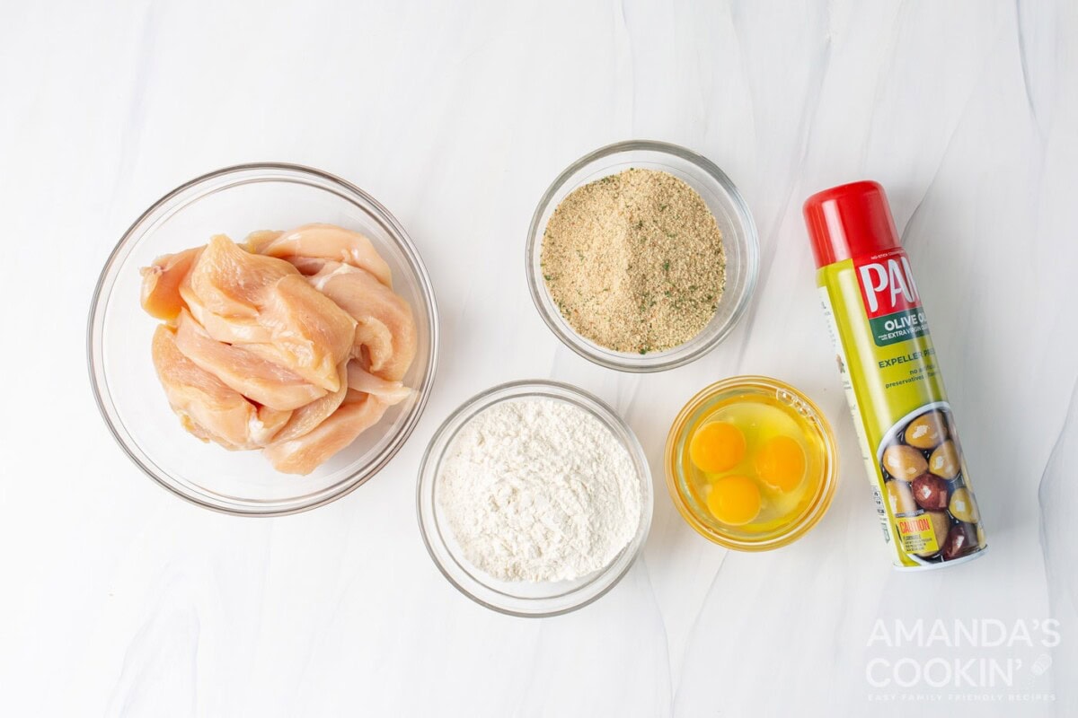 ingredients for making air fryer chicken tenders