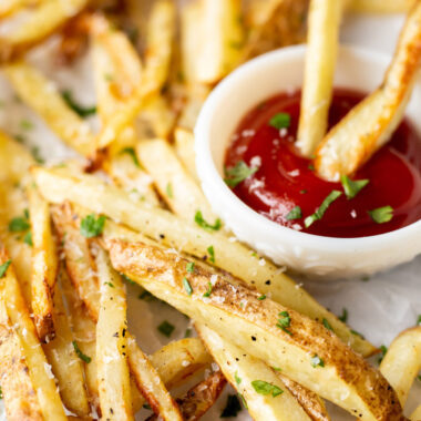 french fries and ketchup