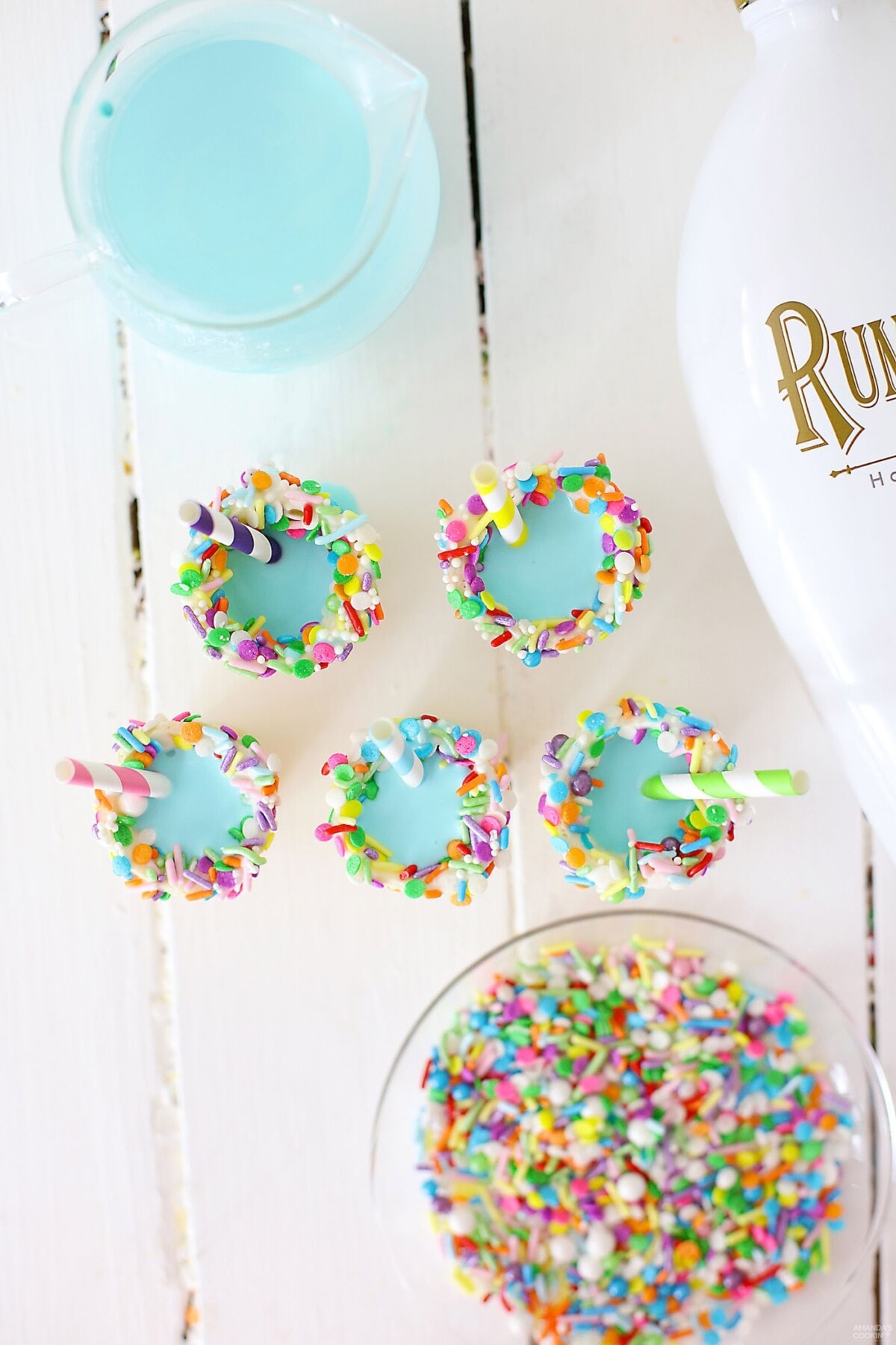 overhead view of Ice Cream Cone Rum Chata Shots