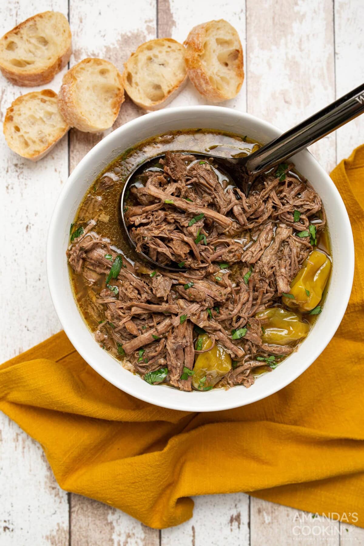 bowl of Instant Pot Mississippi Pot Roast