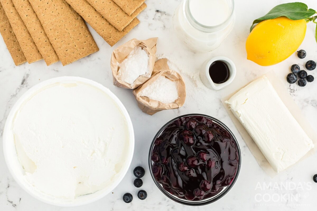 ingredients for Lemon Blueberry Icebox Cake