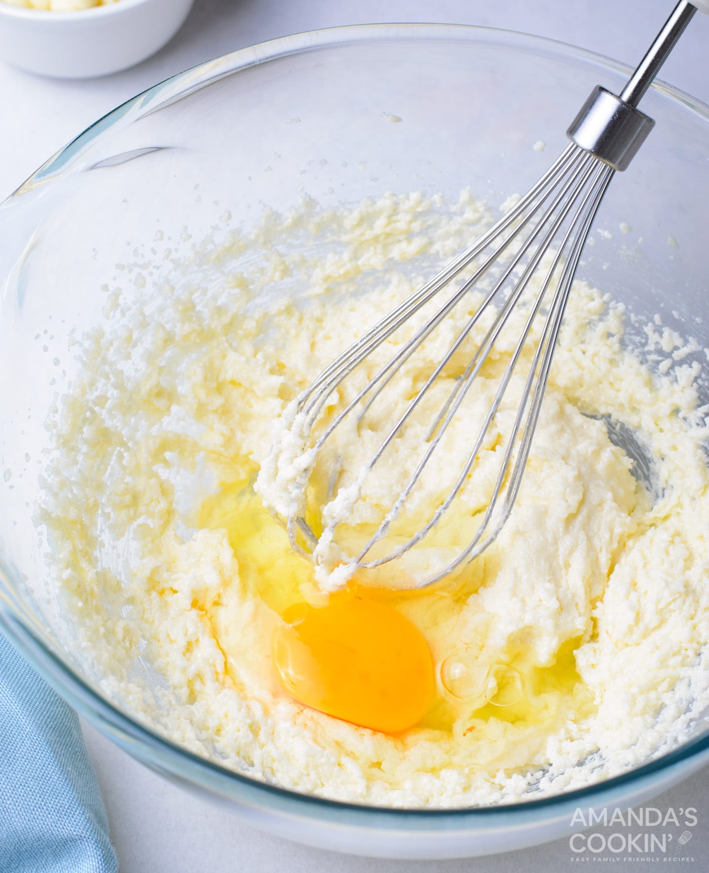 whisk stirring flour, eggs, and baking powder