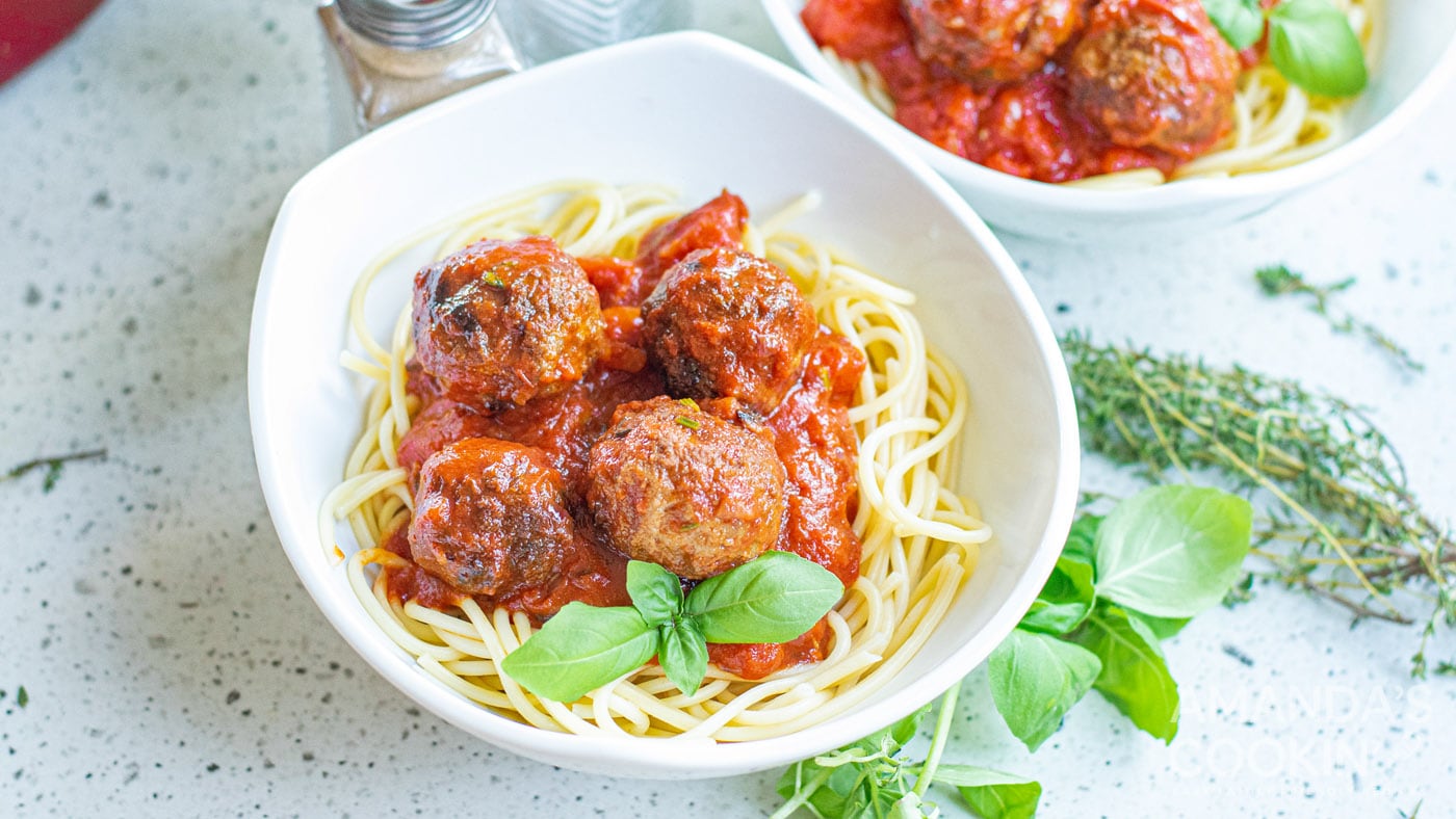 Spaghetti and Meatballs in Marinara Sauce - Amanda's Cookin' - Pasta