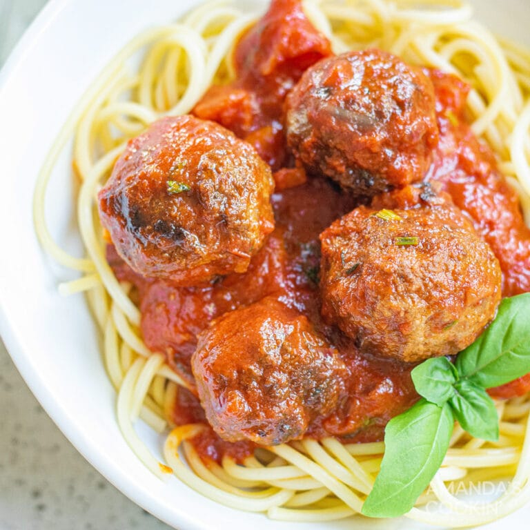 Spaghetti and Meatballs in Marinara Sauce - Amanda's Cookin'