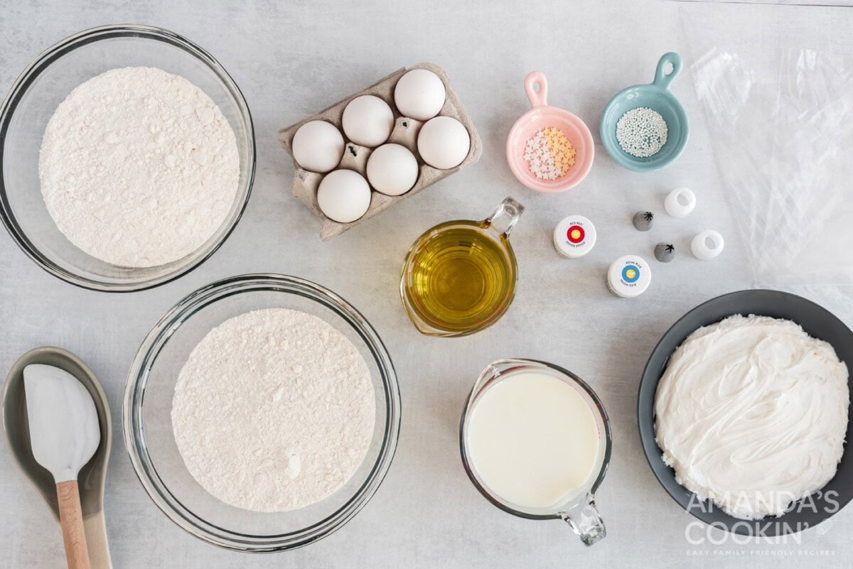 ingredients for American Flag Cupcakes