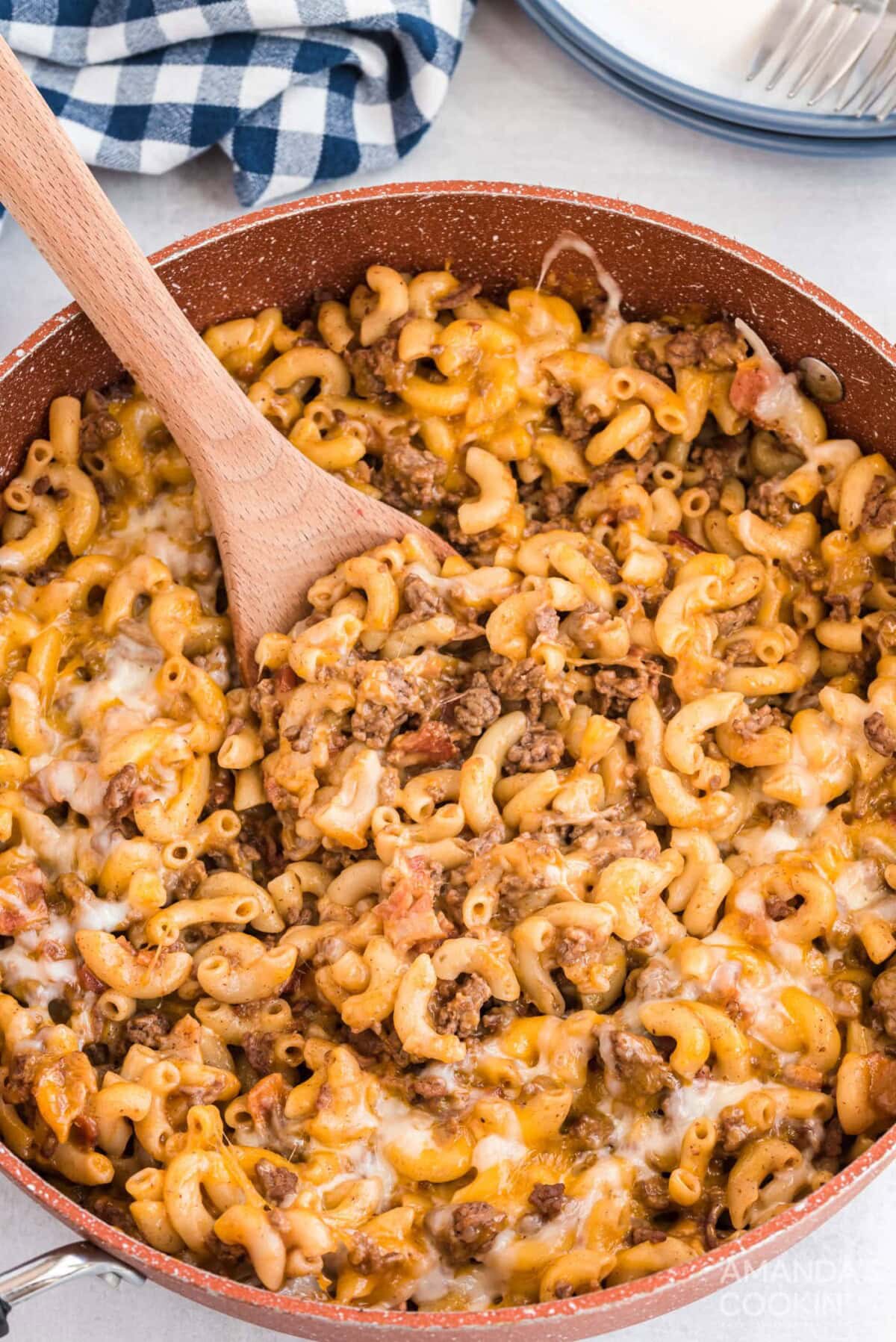 skillet of bacon cheeseburger casserole