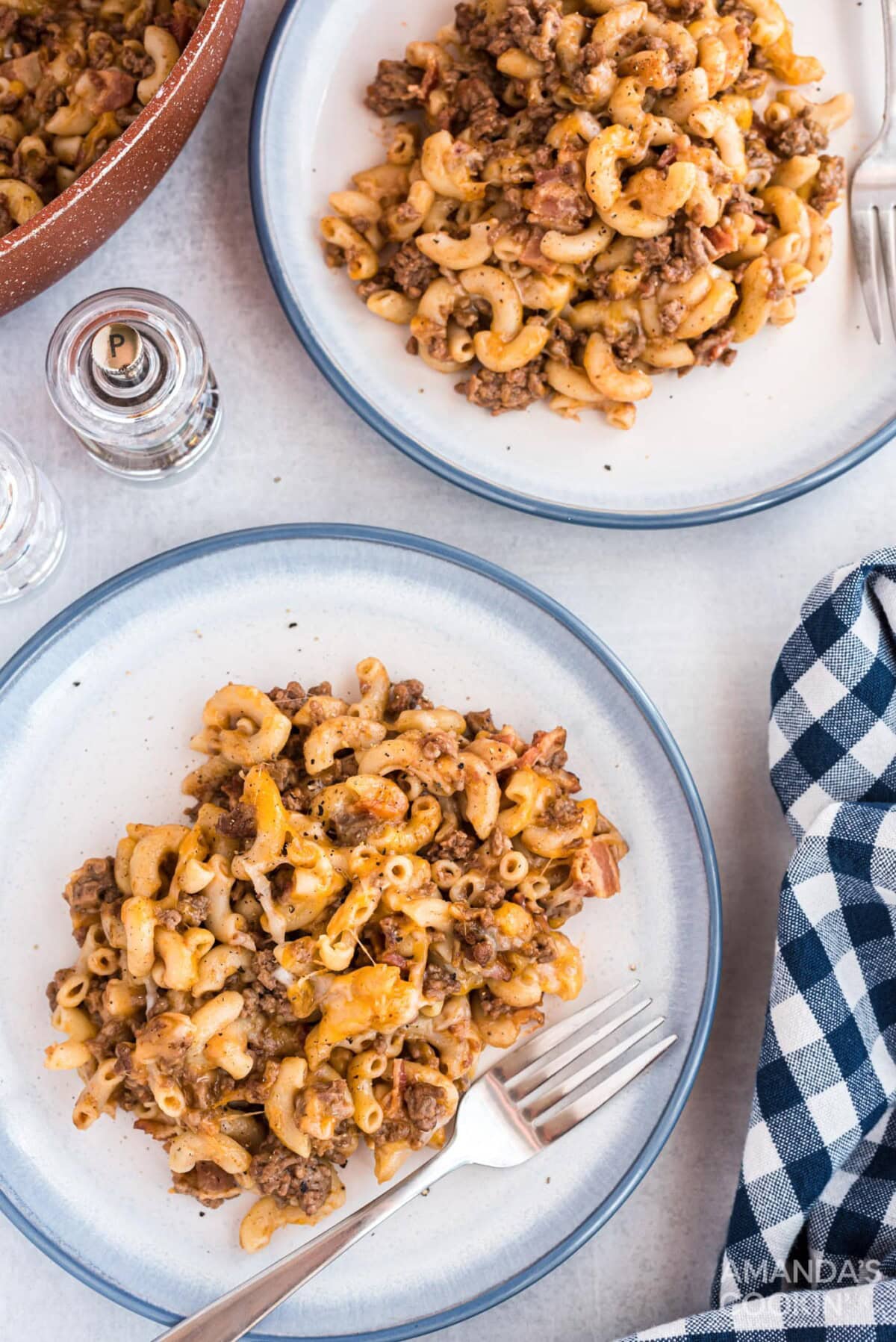 plate of bacon cheeseburger casserole pasta