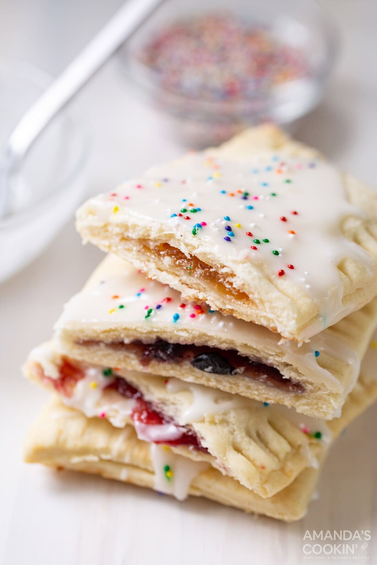 stack of homemade pop tarts cut in half