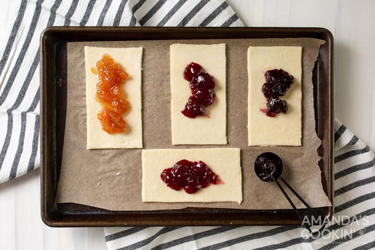 pie dough rectangles with jam