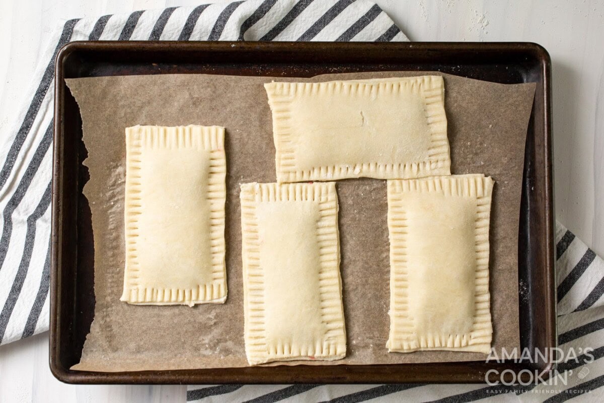 pastries on baking sheet