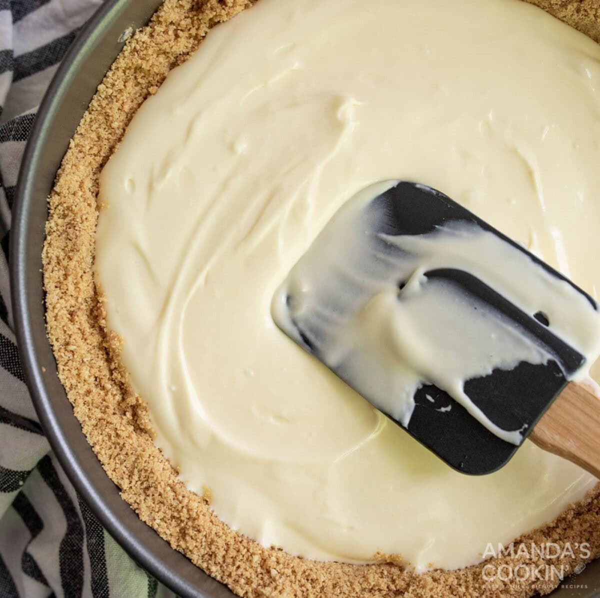 cream cheese mixture spread with a rubber spatula