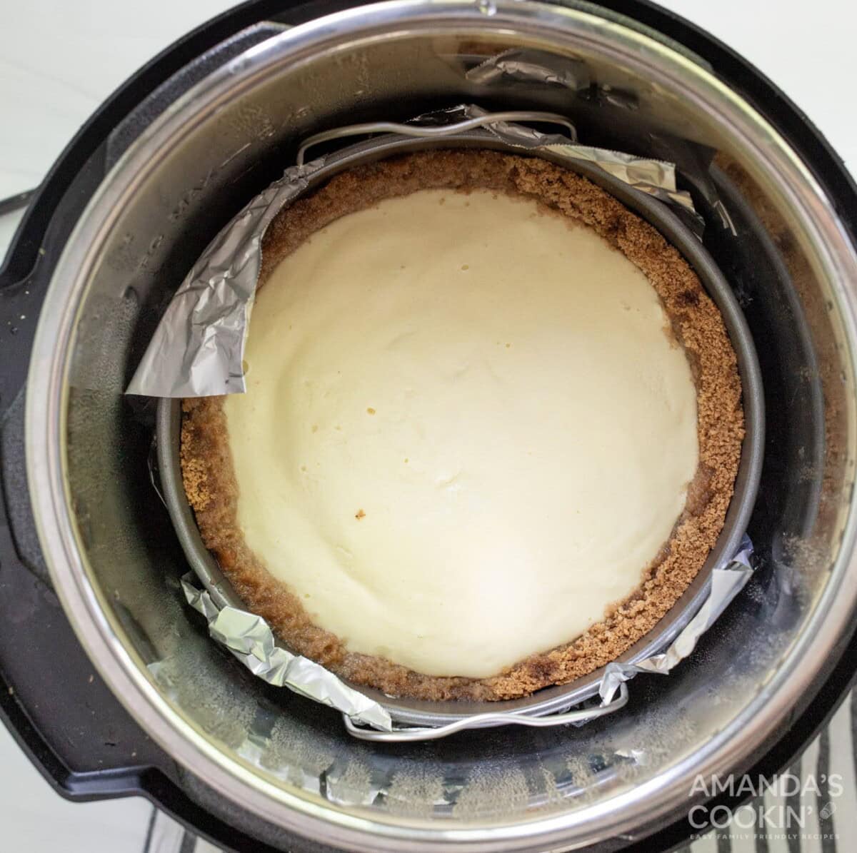baked cheesecake inside an instant pot